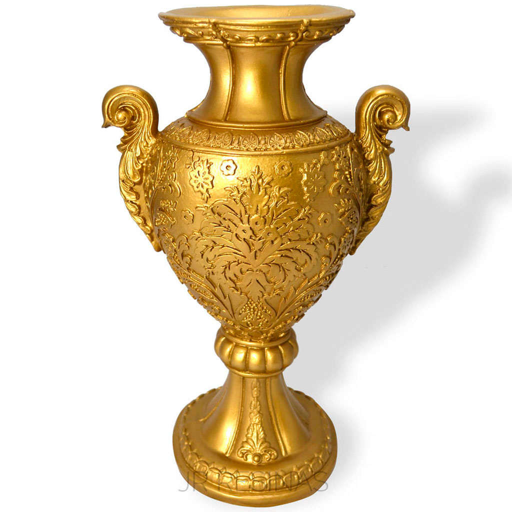 Vaso Ânfora - Com Pintura - Dourado