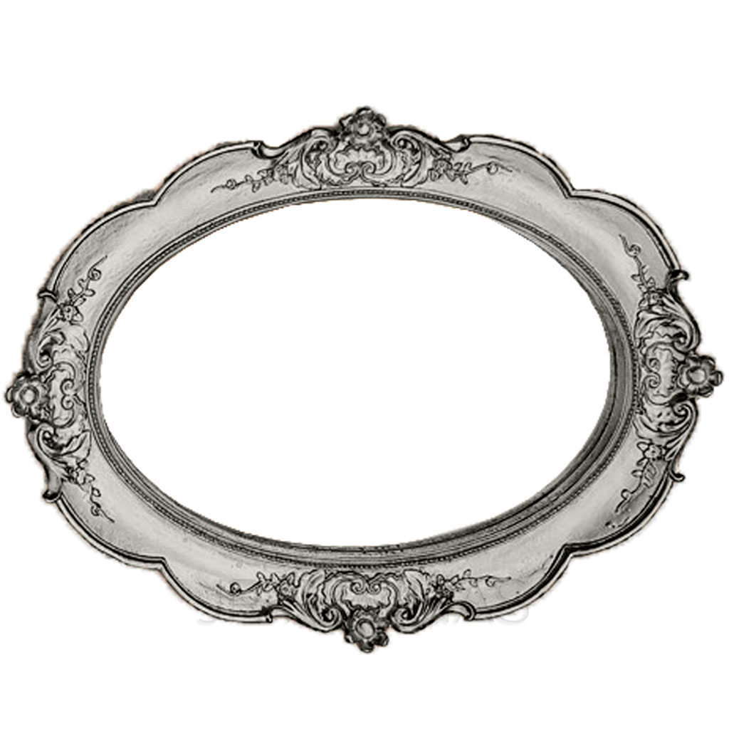 Bandeja Oval Flores  - Prata - Com Espelho