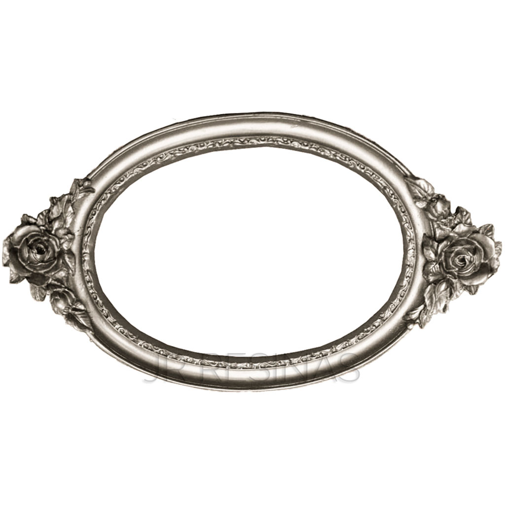 Bandeja Oval Rosas  - Prata - Com Espelho