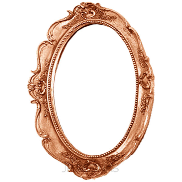 Moldura Oval Flores  - Rose Gold - Com MDF - Com Gancho na Vertical